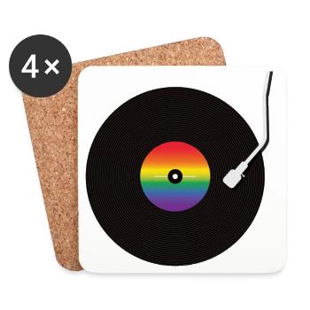 Regenbogen Schallplatte - Untersetzer (4er-Set) - Weiß - Vorne