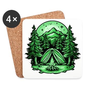 Nature de la tente de camping - Dessous de verre (lot de 4) - blanc - Devant