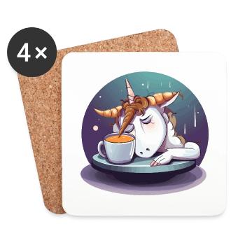 Tired Unicorn Coffee Magic - Coasters (set of 4) - white - Front