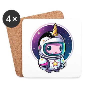 Astronautenunicorn Chibi Weltraum - Untersetzer (4er-Set) - Weiß - Vorne