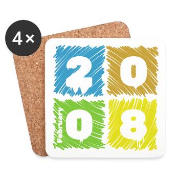 18. Geburtstag Farbige Patches since 02/2008 - Coasters (set of 4) - white - Front