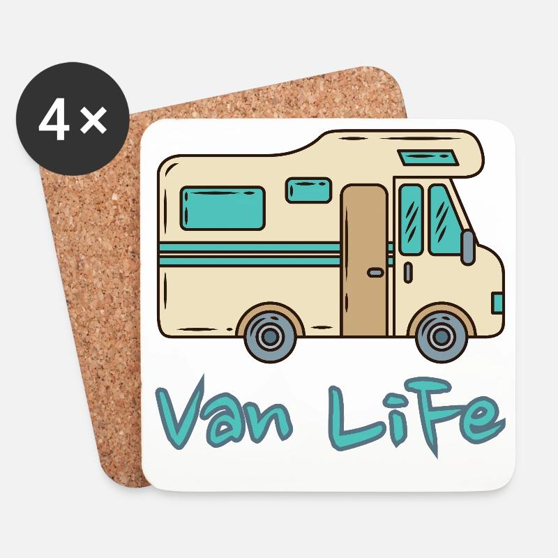 Van Life Vintage Motorhome Camper Adventure - Untersetzer (4er-Set) - Weiß