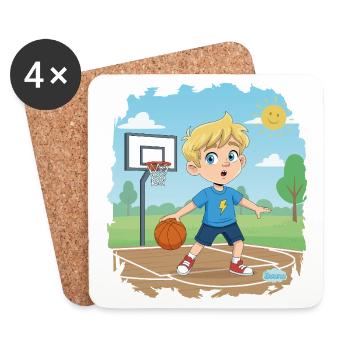 Bouno joue au basket - Petit Sportif Comic - Dessous de verre (lot de 4) - blanc - Devant