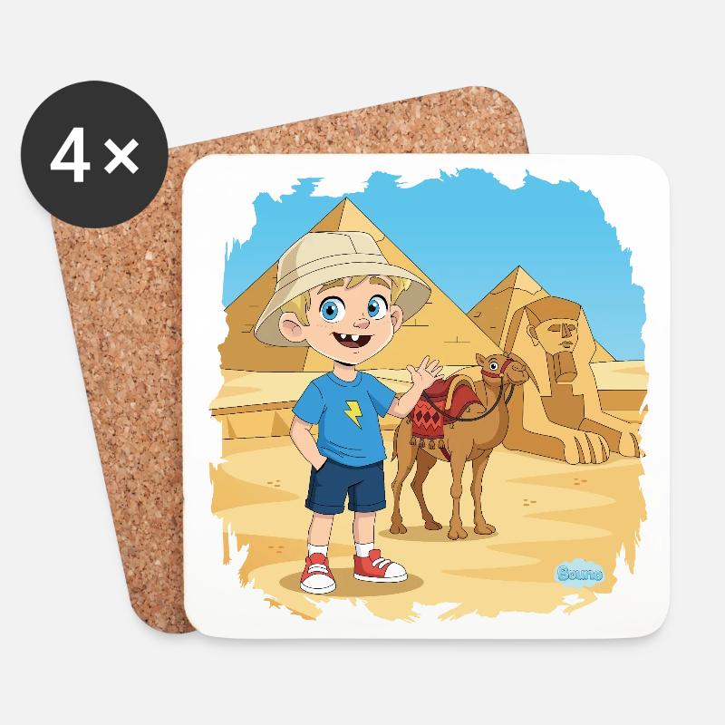 Bouno in Ägypten - Abenteuer bei den Pyramiden - Untersetzer (4er-Set) - Weiß