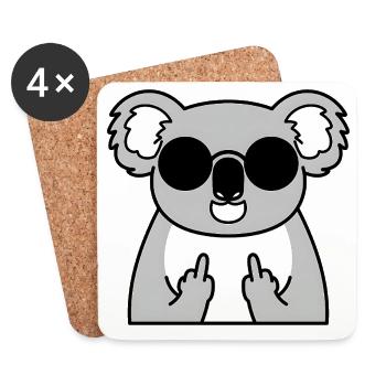 Koala Punk: Middle Finger Attitude - Coasters (set of 4) - white - Front
