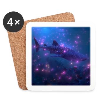 Whale shark in a magical sea of flowers Design Fantasy - Coasters (set of 4) - white - Front