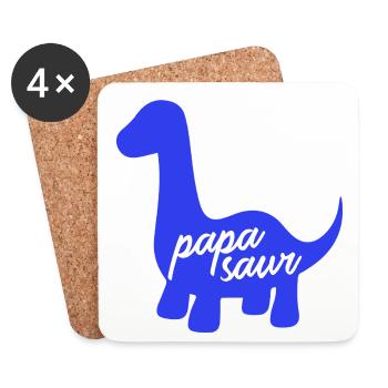 Papasaur T-Rex Dinosaur Fatherhood Daddysaur - Coasters (set of 4) - white - Front