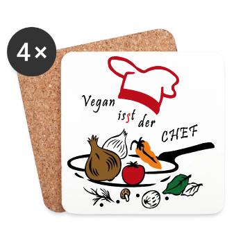 Kochkunst Gemüse  - Untersetzer (4er-Set) - Weiß - Vorne