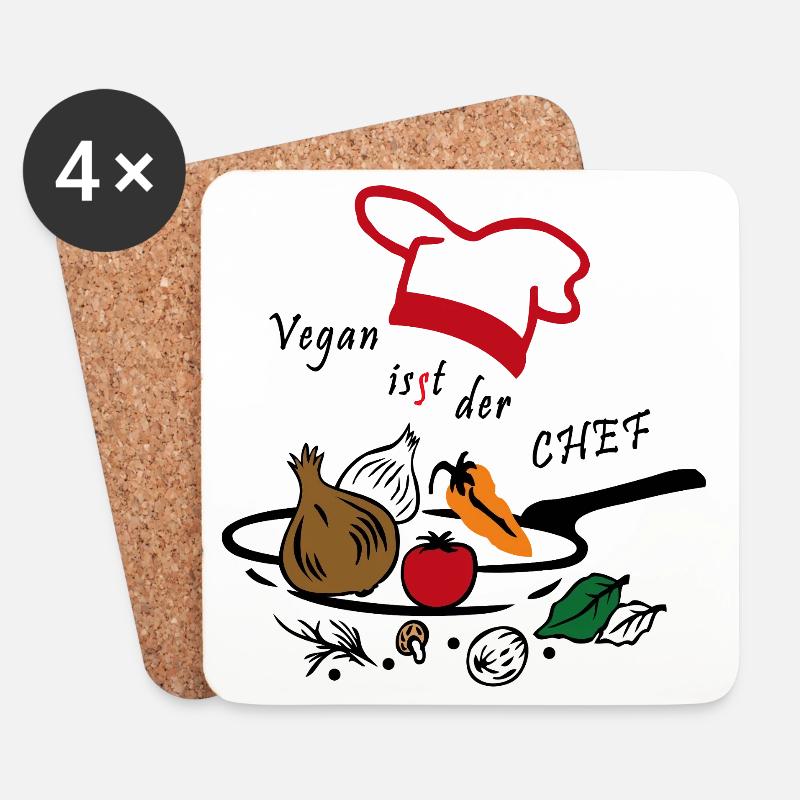 Kochkunst Gemüse  - Untersetzer (4er-Set) - Weiß