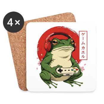 Grenouille Gamer Retro Japonais - Dessous de verre (lot de 4) - blanc - Devant