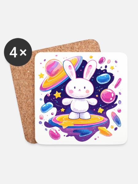 Weltraum Bunny Sternenreich Impuls - Untersetzer (4er-Set) - Weiß