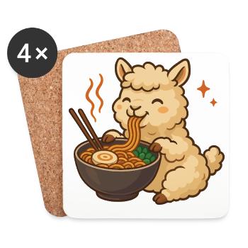 Alpaka mit Nudeln Ramen kawaii Alpaka - Untersetzer (4er-Set) - Weiß - Vorne