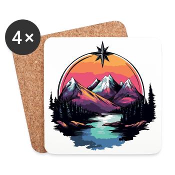 Mountains Nature Landscape Compass - Coasters (set of 4) - white - Front