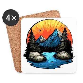 Mountains Landscape Outdoor - Coasters (set of 4) - white - Front