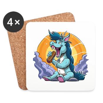 Chanteur de dragon bleu devant le cercle solaire - Dessous de verre (lot de 4) - blanc - Devant
