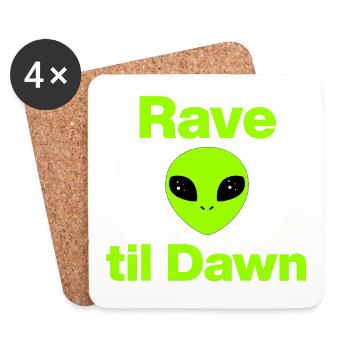 Rave à l’aube – Fête Alien ! Mayday, EDM - Dessous de verre (lot de 4) - blanc - Devant