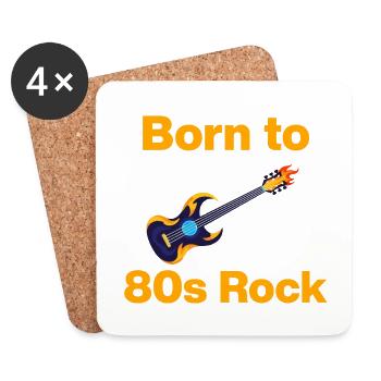 Born to 80s rock, fire riffs! Rock ́n ́Roll - Coasters (set of 4) - white - Front