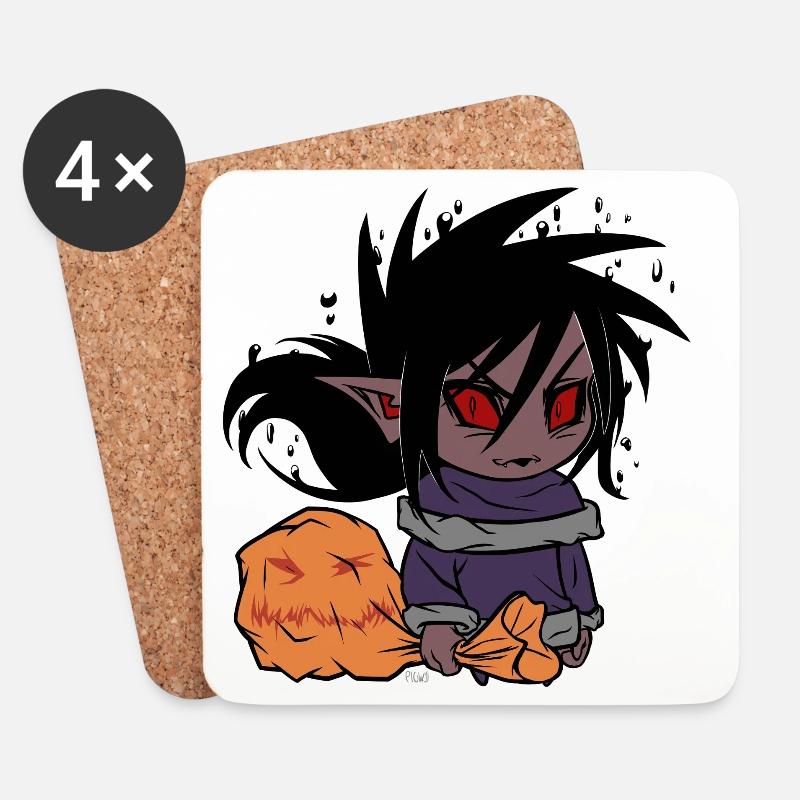 Chibi von Halloween - Untersetzer (4er-Set) - Weiß