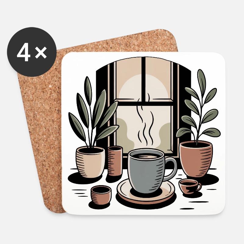 Coffee Simple Living Anti Hustle Ruhe - Untersetzer (4er-Set) - Weiß
