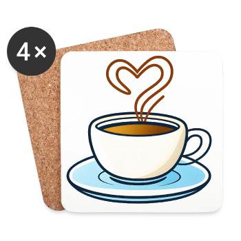 Heart Shape Coffee Magic - Coasters (set of 4) - white - Front