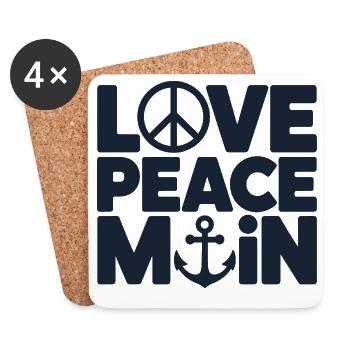 Love Peace Main Maritime Anchor Dicton pour - Dessous de verre (lot de 4) - blanc - Devant