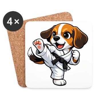 Beagle Hund Karate Tritt Kampfsport Kampfkunst - Untersetzer (4er-Set) - Weiß - Vorne