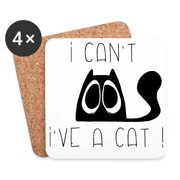 I can't, I've a cat sad ! - Dessous de verre (lot de 4) - blanc - Devant