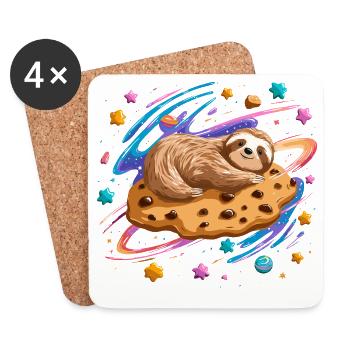 Space Sloth on Cookie - Coasters (set of 4) - white - Front