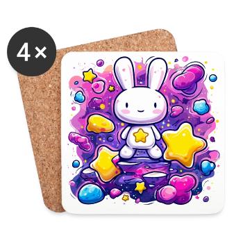 Weltraumstern Bunny - Untersetzer (4er-Set) - Weiß - Vorne