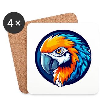 Logo de la mascotte Tropical Parrot Esports - Dessous de verre (lot de 4) - blanc - Devant