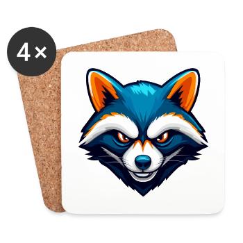 Fierce Raccoon Esports Mascot Logo - Coasters (set of 4) - white - Front