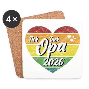 Tick Tack Opa 2026 werdender Uropa 2026 retro - Untersetzer (4er-Set) - Weiß - Vorne