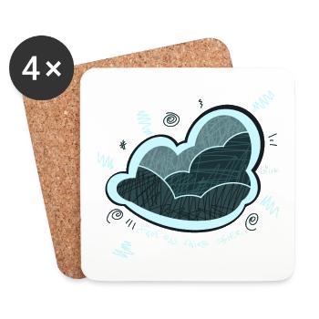 Cloud, emotion, angry - Coasters (set of 4) - white - Front