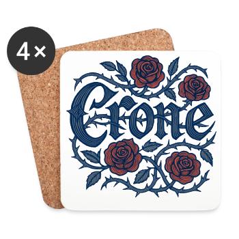 George Roses mit Dornenranken - Untersetzer (4er-Set) - Weiß - Vorne