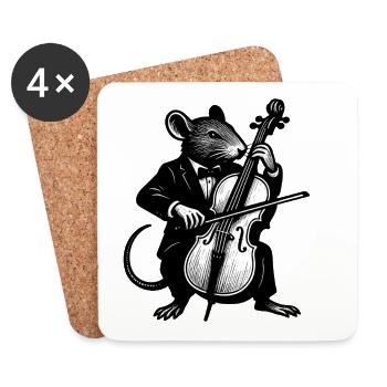 Maus im Smoking spielt Cello - Untersetzer (4er-Set) - Weiß - Vorne