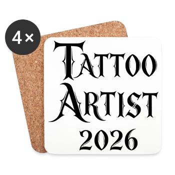 Tattoo Artist 2026 – cool font motif - Coasters (set of 4) - white - Front