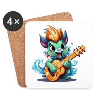 Mythical creature guitarist on the beach - Coasters (set of 4) - white - Front