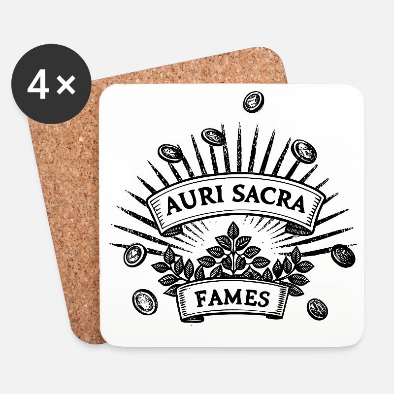 Auri sacra fames |  Verfluchter Hunger nach Gold - Untersetzer (4er-Set) - Weiß