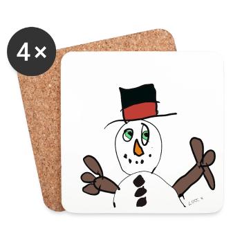 Winter Magic Snowman in Hat - Coasters (set of 4) - white - Front