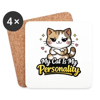 Mon chat est mon motif de personnalité - Dessous de verre (lot de 4) - blanc - Devant