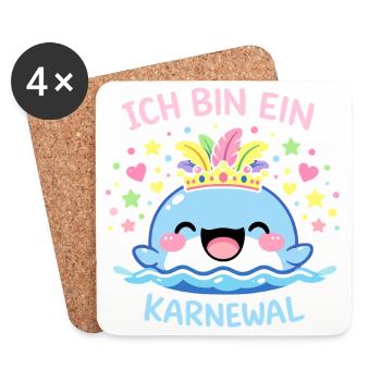 Ich bin ein Karnewal Karneval Fasching Geschenk - Untersetzer (4er-Set) - Weiß - Vorne