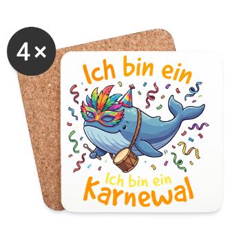 Ich bin ein Karnewal Konfetti Damen Karneval Lusti - Untersetzer (4er-Set) - Weiß - Vorne