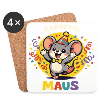 Süße Karneval Maus Damen Fasching Lustig - Untersetzer (4er-Set) - Weiß - Vorne