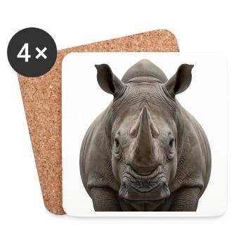 Rhino Portrait Wildlife Nature Design - Coasters (set of 4) - white - Front