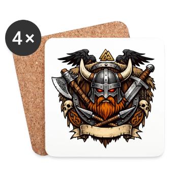 Wikinger Krieger Helm - Untersetzer (4er-Set) - Weiß - Vorne