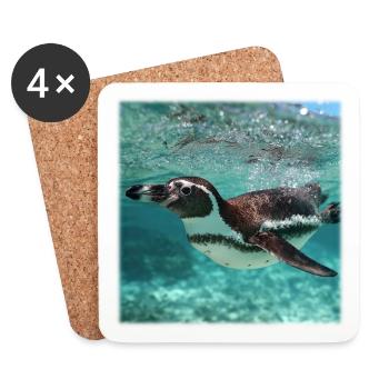 Penguin Underwater Turquoise Ocean Nature Design - Coasters (set of 4) - white - Front