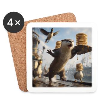 Lustiger Otter Pfannkuchen Chaos Hafen Design - Untersetzer (4er-Set) - Weiß - Vorne