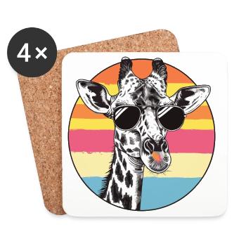 Giraffe Retro Sonnenbrille - Untersetzer (4er-Set) - Weiß - Vorne