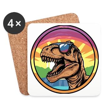 T-Rex Sunset avec lunettes de soleil - Dessous de verre (lot de 4) - blanc - Devant