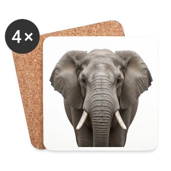 Elephant Portrait Majestic Wildlife Design - Coasters (set of 4) - white - Front
